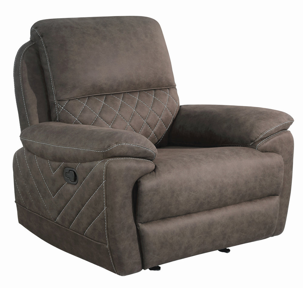 Variel Taupe Faux Suede Manual Glider Recliner