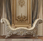 Vatican Light Gold PU Leather/Champagne Silver Wood Bench