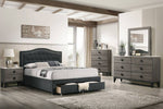 Veida Charcoal Linen Fabric Full Platform Storage Bed