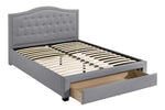 Veida Light Grey Linen Fabric Full Platform Storage Bed