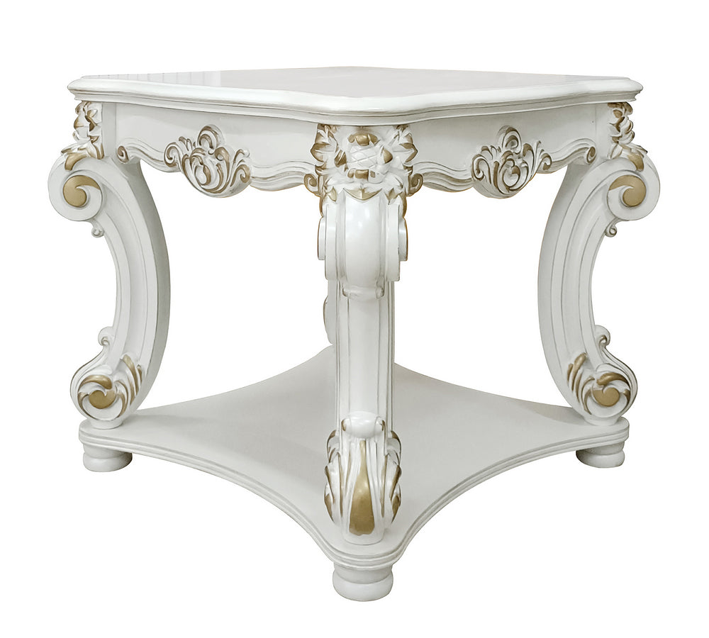 Vendom Antique Pearl Wood Square End Table