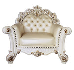 Vendom Champagne Faux Leather/Antique Pearl Wood Chair