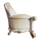 Vendom Champagne Faux Leather/Antique Pearl Wood Chair