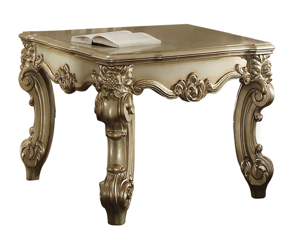 Vendome II Gold Patina/Bone Wood Square End Table