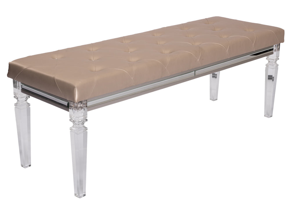 Venetian Champagne Faux Leather/Acryl Bench