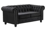 Venice 2-Pc Black Velvet Tufted Sofa Set