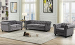 Venice 3-Pc Grey Velvet Tufted Sofa Set