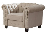 Venice Beige Fabric Tufted Chair