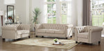 Venice Beige Fabric Tufted Sofa with Rolled Arms