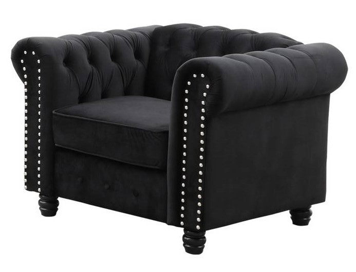 Venice Black Velvet Tufted Chair