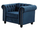 Venice Blue Velvet Tufted Chair