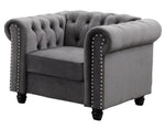 Venice Grey Velvet Tufted Chair