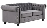 Venice Grey Velvet Tufted Loveseat