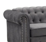 Venice Grey Velvet Tufted Loveseat