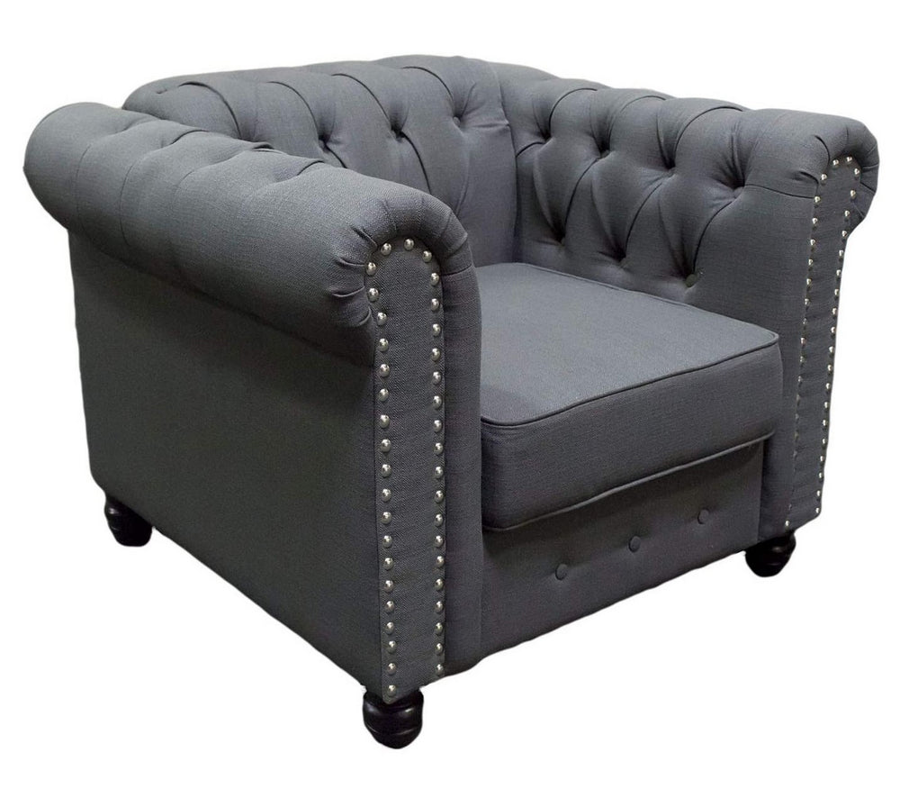 Venice Klein Charcoal Fabric Tufted Chair