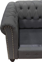 Venice Klein Charcoal Fabric Tufted Loveseat