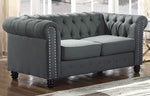 Venice Klein Charcoal Fabric Tufted Loveseat