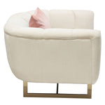 Venus Cream Plush Fabric Channel Tufted Chair