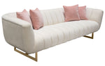 Venus Cream Plush Fabric Tufted Sofa (Oversized)