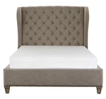 Vermillion Cream Fabric Cal King Bed w/Tufted Headboard