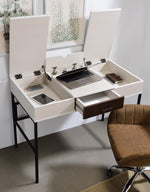 Verster Natural Wood/Black Metal Writing Desk with USB