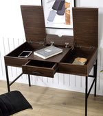 Verster Oak Wood/Black Metal Writing Desk with USB