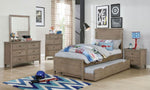 Vevey Warm Gray Wood Twin Bed with Trundle