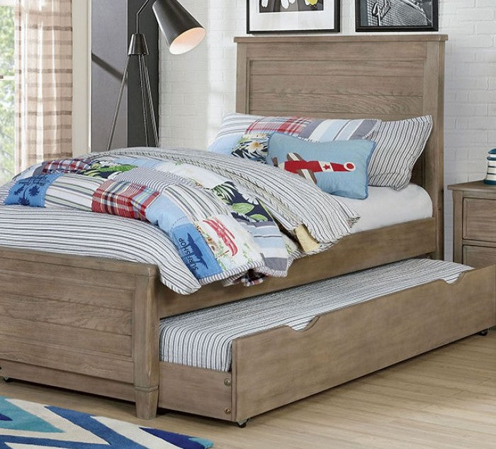 Vevey Warm Gray Wood Twin Bed with Trundle