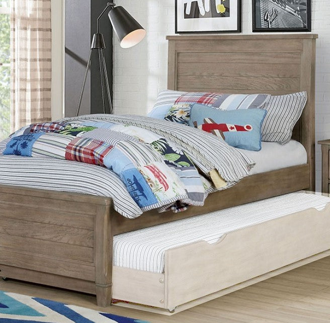 Vevey Wire-Brushed Warm Gray Wood Twin Bed