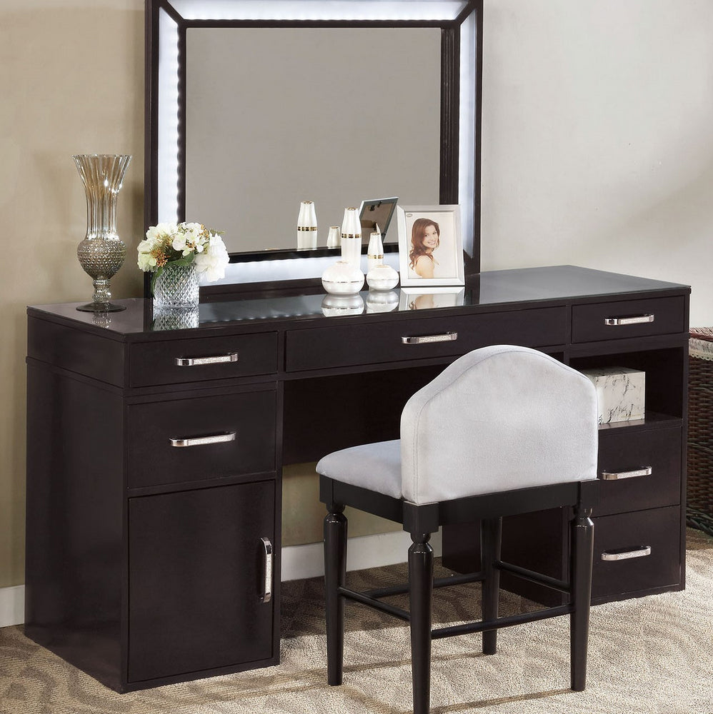 Vickie 3-Pc Obsidian Gray Wood Vanity Set