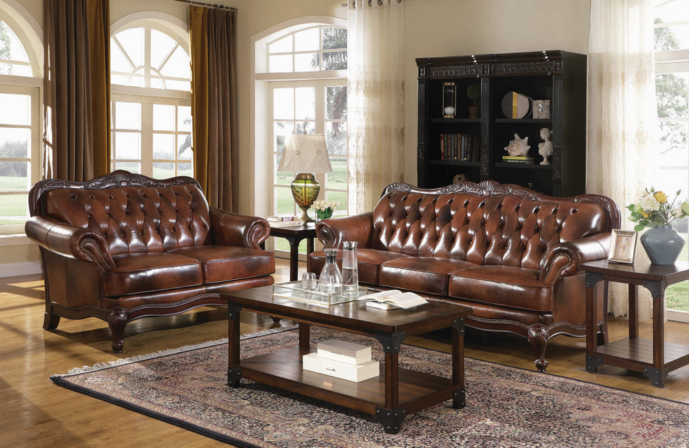 Victoria 2-Pc Tri-Tone Leather Sofa Set