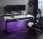 Vildre Black & White Wood/Metal Gaming Table with USB & LED