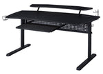 Vildre Black Wood/Metal Gaming Table with USB & LED Light