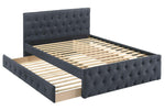 Villie Charcoal Burlap Full Bed with Twin Trundle