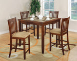 Viola 5-Pc Cherry Wood/Tan Fabric Counter Height Table Set