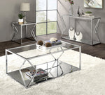 Virtue Clear Glass/Chrome Metal Coffee Table