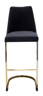 Vogue 2 Black Velvet Fabric/Gold Metal Bar Chairs