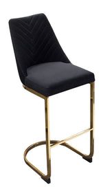 Vogue 2 Black Velvet Fabric/Gold Metal Bar Chairs