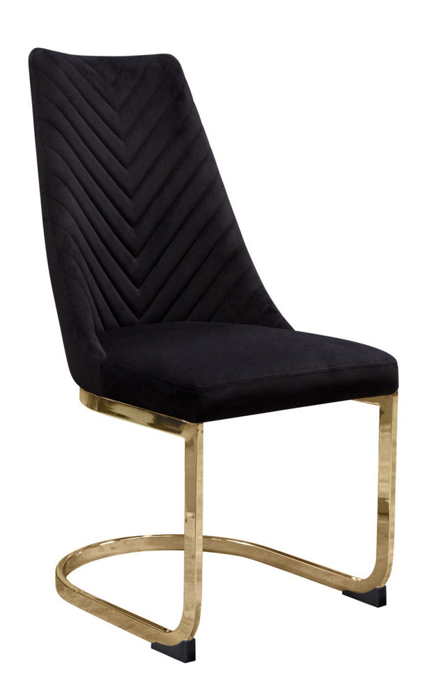 Vogue 2 Black Velvet/Gold Metal Side Chairs