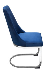 Vogue 2 Blue Velvet/Silver Metal Side Chairs