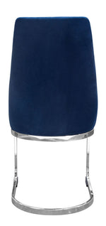 Vogue 2 Blue Velvet/Silver Metal Side Chairs