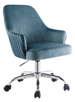 Vorope Blue Velvet/Metal Swivel Office Chair