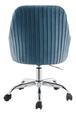 Vorope Blue Velvet/Metal Swivel Office Chair