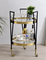 Vries Clear Glass/Black & Gold Metal Serving Cart