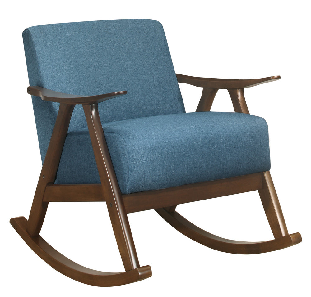 Waithe Blue Fabric Rocking Chair