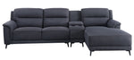 Walcher 3-Pc Gray Linen RAF Sectional Sofa with Console