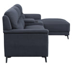 Walcher 3-Pc Gray Linen RAF Sectional Sofa with Console