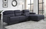 Walcher 3-Pc Gray Linen RAF Sectional Sofa with Console