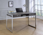 Wallice Weathered Grey Wood/Chrome Metal Writing Desk