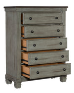 Weaver Coffee/Antique Gray 5-Drawer Wood Chest